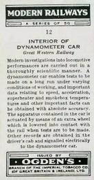1936 Ogden's Modern Railways #12 Interior of Dynamometer Car Back
