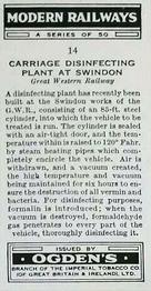 1936 Ogden's Modern Railways #14 Carriage Disinfecting Plant at Swindon Back