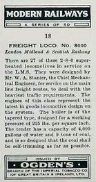 1936 Ogden's Modern Railways #18 Freight Loco. No. 8000 Back