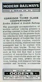 1936 Ogden's Modern Railways #25 Corridor Third Class Compartment Back