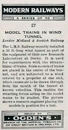 1936 Ogden's Modern Railways #27 Model Trains in Wind Tunnel Back