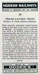 1936 Ogden's Modern Railways #39 Track-Laying Train Back
