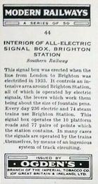 1936 Ogden's Modern Railways #44 Interior of All-Electric Signal Box. Brighton Station Back