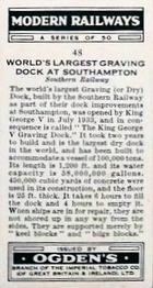 1936 Ogden's Modern Railways #48 World's Largest Graving Dock at Southampton Back