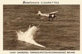 1938 Strathmore British Aircraft #10 Fairey Swordfish Torpedo Spotter Reconnaissance Biplane Front