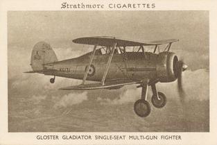1938 Strathmore British Aircraft #11 Gloster Gladiator Single-Seat Multi-Gun Fighter Front