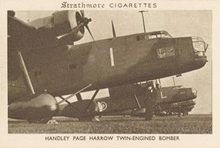 1938 Strathmore British Aircraft #13 Handley Page Harrow Twin-Engined Bomber Front