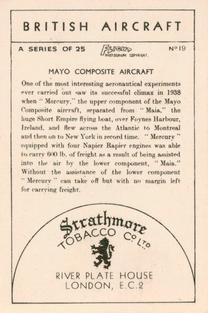 1938 Strathmore British Aircraft #19 Mayo Composite Aircraft Back