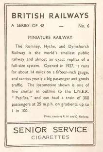 1938 Senior Service British Railways #6 Miniature Railway Back