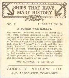 1938 Godfrey Phillips Ships That Have Made History #2 A Roman War Galley Back