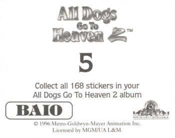 1996 Baio All Dogs go to Heaven 2 Stickers #5 Sticker 5 Back