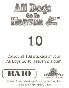 1996 Baio All Dogs go to Heaven 2 Stickers #10 Sticker 10 Back