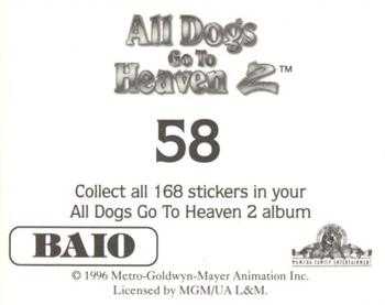 1996 Baio All Dogs go to Heaven 2 Stickers #58 Sticker 58 Back