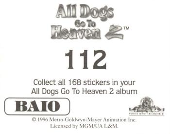 1996 Baio All Dogs go to Heaven 2 Stickers #112 Sticker 112 Back