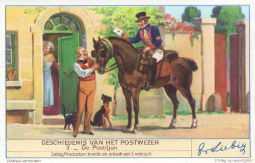 1940 Liebig Geschiedenis Van Het Postwezen (The History of the Post)(Dutch Text)(F1413, S1419) #3 De Postiljon Front