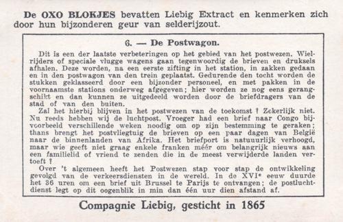 1940 Liebig Geschiedenis Van Het Postwezen (The History of the Post)(Dutch Text)(F1413, S1419) #6 De Postwagon Back