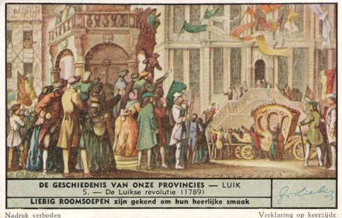 1951 Liebig De Geschiedenis van onze provincies - Luik (History of Liege) (Dutch Text) (F1520, S1525) #5 De Luikse revolutie (1789) Front