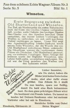 1930 Echte Wagner Winnetou Album 3, Serie 5 #1 Erste Begegnung zwischen Old Shatterhand und Winnetou Back