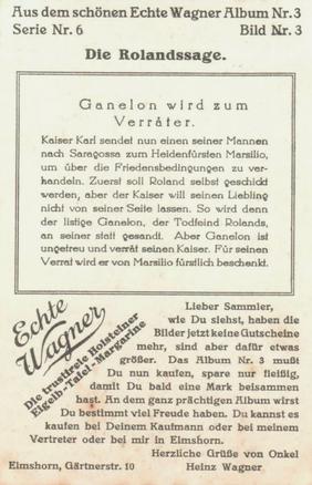 1930 Echte Wagner Die Rolandsage (The Roland Saga) Album 3, Serie 6 #3 Ganelon wird zum Verräter Back