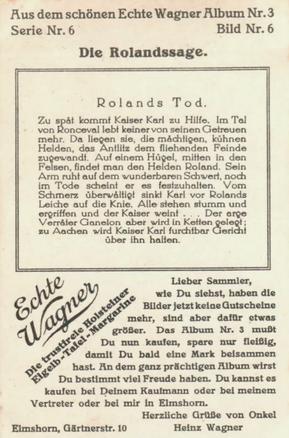 1930 Echte Wagner Die Rolandsage (The Roland Saga) Album 3, Serie 6 #6 Rolands Tod Back