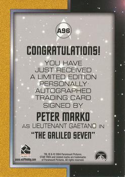 2004 Rittenhouse The Quotable Star Trek Original Series - Autographs #A96 Peter Marko Back