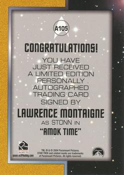 2004 Rittenhouse The Quotable Star Trek Original Series - Autographs #A105 Lawrence Montaigne Back
