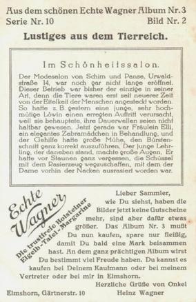 1930 Echte Wagner Lustiges aus dem Tierreich (Funny Stuff from the Animal Kingdom) Album 3, Serie 10 #2 Im Schönheitssalon Back