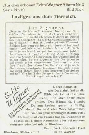 1930 Echte Wagner Lustiges aus dem Tierreich (Funny Stuff from the Animal Kingdom) Album 3, Serie 10 #4 Die Zigeuner Back