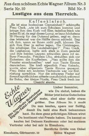 1930 Echte Wagner Lustiges aus dem Tierreich (Funny Stuff from the Animal Kingdom) Album 3, Serie 10 #5 Kaffeeklatsch Back