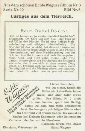 1930 Echte Wagner Lustiges aus dem Tierreich (Funny Stuff from the Animal Kingdom) Album 3, Serie 10 #6 Beim Onkel Doktor Back