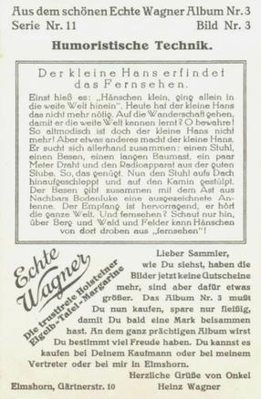 1930 Echte Wagner Humoristische Technik (Humorous Technology) Album 3, Serie 11 #3 Der kleine Hans erfindet das Fernsehen Back