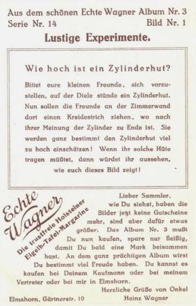 1930 Echte Wagner Lustige Experimente (Funny Experiments) Album 3, Serie 14 #1 Wie hoch ist der Zylinderhut? Back
