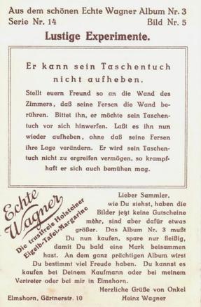 1930 Echte Wagner Lustige Experimente (Funny Experiments) Album 3, Serie 14 #5 Er kann sein Taschentuch nicht aufheben Back