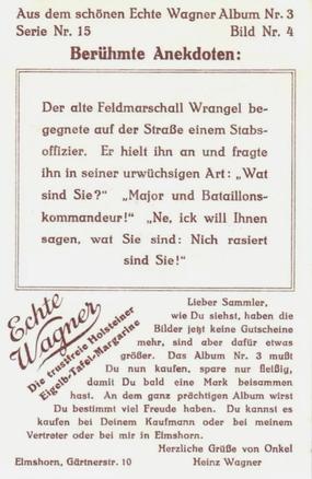 1930 Echte Wagner Berühmte Anekdoten (Famous Anecdotes) Album 3, Serie 15 #4 Der alte Feldmarschall Wrangel ... Back