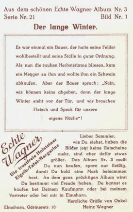 1930 Echte Wagner Der Lange Winter (The Long Winter) Album 3, Serie 21 #1 Es war einmal ein Bauer, ... Back