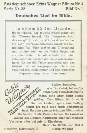1930 Echte Wagner Deutsches Lied im Bilde (German Songs in Pictures) Album 3, Serie 22 #1 In einem kühlen Grunde ... Back