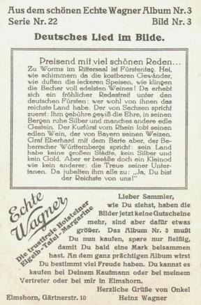 1930 Echte Wagner Deutsches Lied im Bilde (German Songs in Pictures) Album 3, Serie 22 #3 Preisend mit viel schönen Reden ... Back