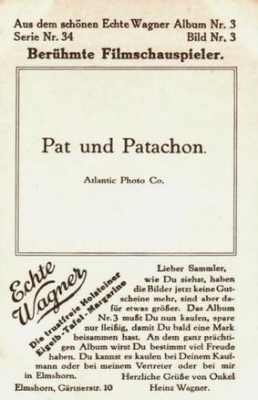 1930 Echte Wagner Berühmte Filmschauspieler I (Famous Movie Actors) Album 3, Serie 34 #3 Pat und Patachon Back