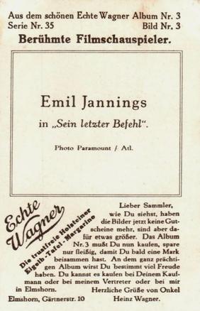 1930 Echte Wagner Berühmte Filmschauspieler II (Famous Movie Actors) Album 3, Serie 35 #3 Emil Jannings Back