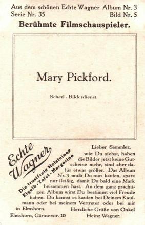 1930 Echte Wagner Berühmte Filmschauspieler II (Famous Movie Actors) Album 3, Serie 35 #5 Mary Pickford Back