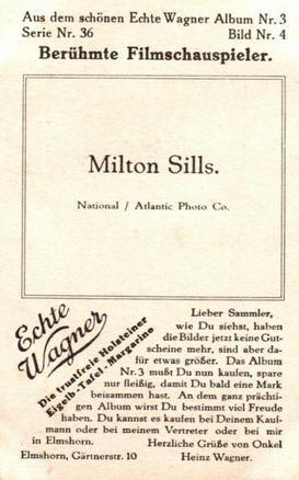 1930 Echte Wagner Berühmte Filmschauspieler III (Famous Movie Actors) Album 3, Serie 36 #4 Milton Sills Back
