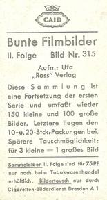 1937 Bunte Filmbilder Series 2 #315 Hans Stuwe Back