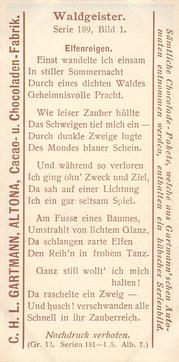 1907 Gartmann Waldgeister (Forest Spirits) Serie 189 #1 Elfenreigen Back