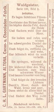 1907 Gartmann Waldgeister (Forest Spirits) Serie 189 #2 Irrlichter Back