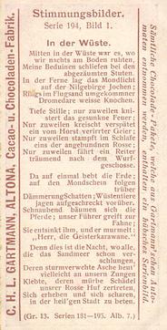 1907 Gartmann Stimmungsbilder (Mood Pictures) Serie 194 #1 In der Wuste Back