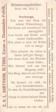 1907 Gartmann Stimmungsbilder (Mood Pictures) Serie 194 #2 Vorberge Back