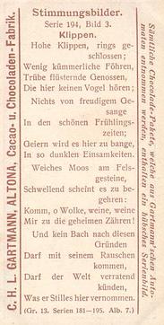 1907 Gartmann Stimmungsbilder (Mood Pictures) Serie 194 #3 Klippen Back
