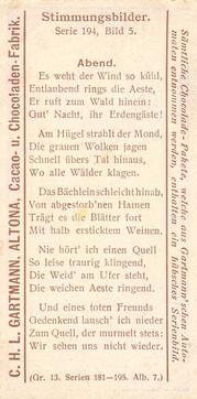 1907 Gartmann Stimmungsbilder (Mood Pictures) Serie 194 #5 Abend Back