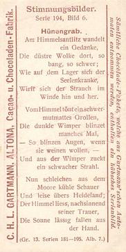 1907 Gartmann Stimmungsbilder (Mood Pictures) Serie 194 #6 Hunengrab Back