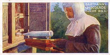 1907 Gartmann Die Biene (The Bee) Serie 208 #5 Ausrauchen, Handschuhe und Haube als Schutzmittel Front